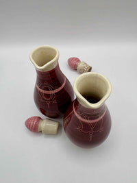 Vintage Handmade Ceramic Bottle Set For Oil and Vinegar-Donald Beckley