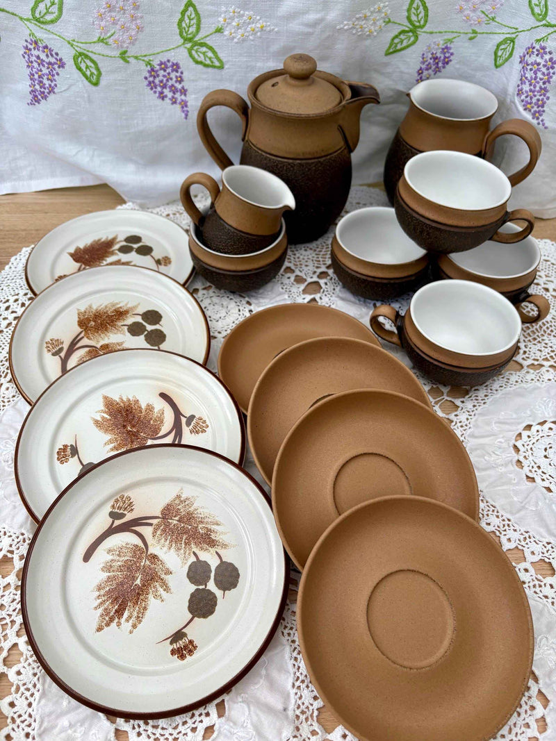 Vintage Denby Cotswold Stoneware Tea Set Of 16 Pieces