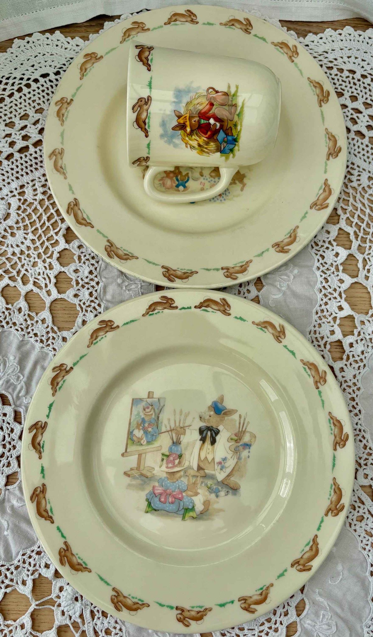 English Plates and Mug - Easter Bunny - Royal Doulton