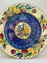 Vintage Hand Painted Spring Floral Plate By Maling England