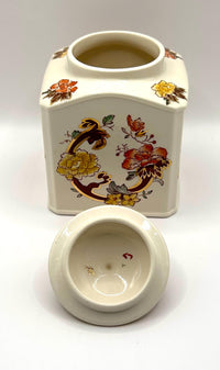 Vintage Mason's Brown Velvet Ginger Jar with Gilt Accents and Lid