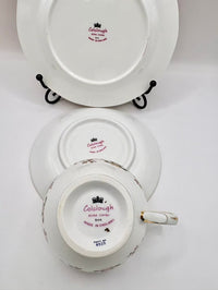Caldwell bone china teacup and saucer set on a white background
