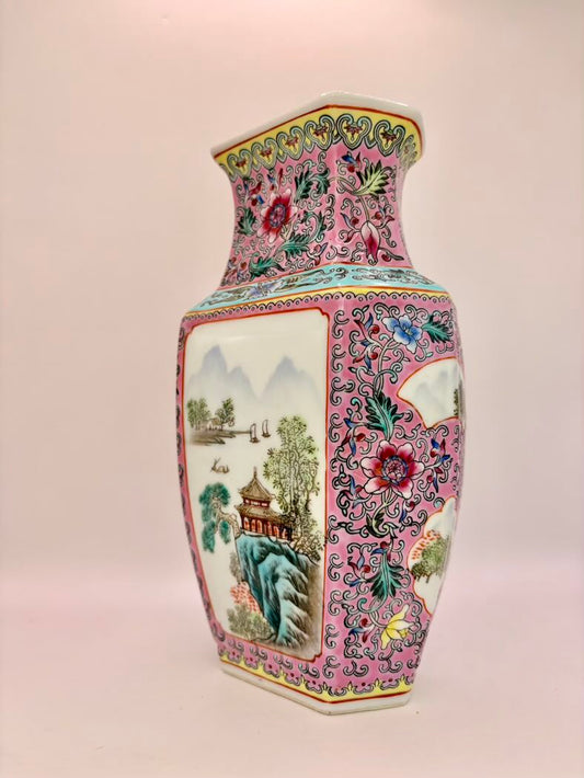 Decorative vase showing the great pink and green colours