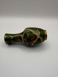 Vintage Brass Dragonfly Enamel Hand Painted Flower Vases