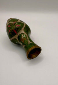 Vintage Brass Dragonfly Enamel Hand Painted Flower Vases