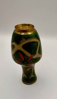 Vintage Brass Dragonfly Enamel Hand Painted Flower Vases