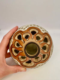 Rustic 1970s stoneware studio pottery vessel with handcrafted design