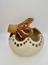 Rustic 1970s stoneware studio pottery vessel with handcrafted design