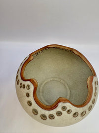 Rustic 1970s stoneware studio pottery vessel with handcrafted design