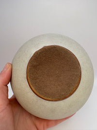 Rustic 1970s stoneware studio pottery vessel with handcrafted design