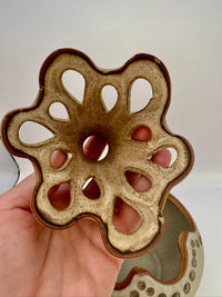 Rustic 1970s stoneware studio pottery vessel with handcrafted design