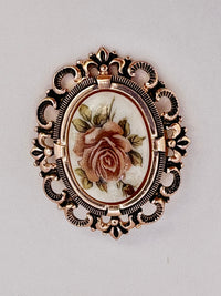 Hand painted ceramic clip-on brooch from West Germany in vintage style