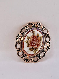 Hand painted ceramic clip-on brooch from West Germany in vintage style