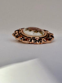 Hand painted ceramic clip-on brooch from West Germany in vintage style