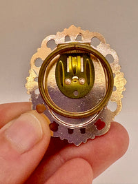 Hand painted ceramic clip-on brooch from West Germany in vintage style