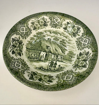 Set of two vintage English Ironstone Old Inns Series plates with hand engraved designs