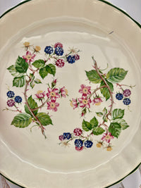 Vintage H. Samuel ceramic flan dish with ornate silver-plated holder and serving spatula