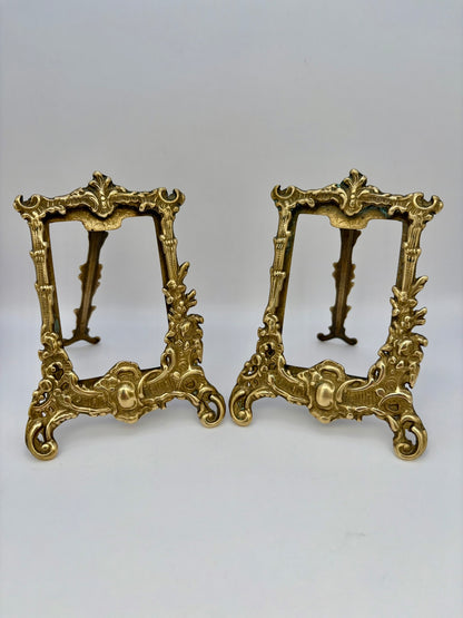 Pair of vintage brass easel stands for displaying pictures or photos