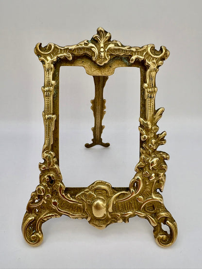 Pair of vintage brass easel stands for displaying pictures or photos