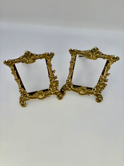 Pair of vintage brass easel stands for displaying pictures or photos