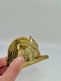Vintage brass Scottie dog letter and napkin holder