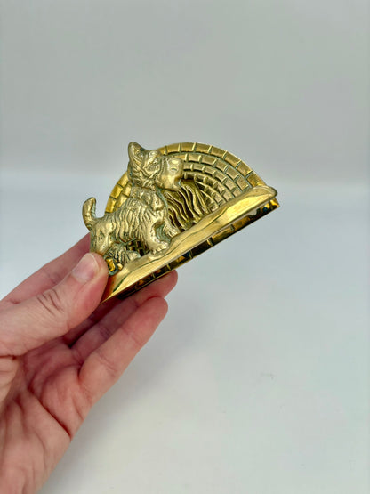 Vintage brass Scottie dog letter and napkin holder