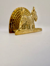 Vintage brass Scottie dog letter and napkin holder