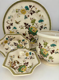 Mason’s Ironstone Formosa collection with vintage dishes and planter from Nadia’s Choice