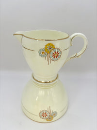 1930s Royal Paragon Art Deco creamer and sugar bowl set in bone china