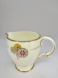 1930s Royal Paragon Art Deco creamer and sugar bowl set in bone china