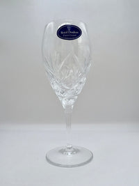 Clear wine glass with Royal Doulton branding on a white background