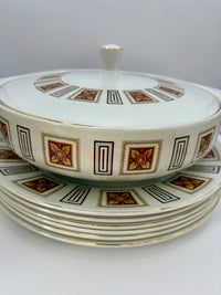 Wood & Sons Alpine White 10‑piece dinner service with tureen, oval platter and gravy dish