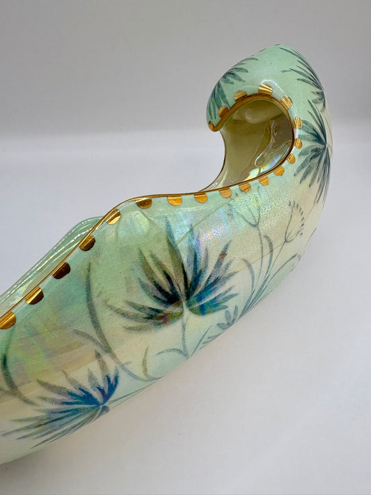 Vintage Royal Winton pink ceramic candle holder in gondola shape