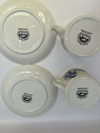 Wade Ringtons vintage tea and coffee set with floral trellis design, 2 cups and saucers from 1980s
