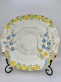 Vintage Salisbury floral bone china cake serving plate with handles
