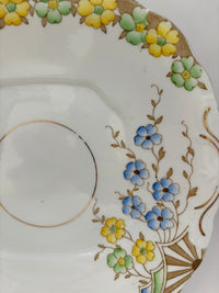 Decorative ceramic plate with floral patterns on a white background