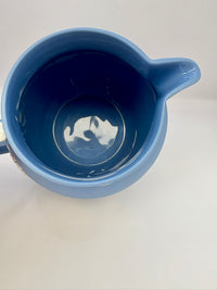 Vintage 1954 Wedgwood blue and white jasperware pitcher with neoclassical design