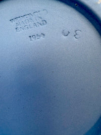 Vintage 1954 Wedgwood blue and white jasperware pitcher with neoclassical design