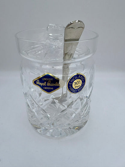 Royal Brierley Cut Crystal Jam Jar with Lid | Vintage 1980s Glass