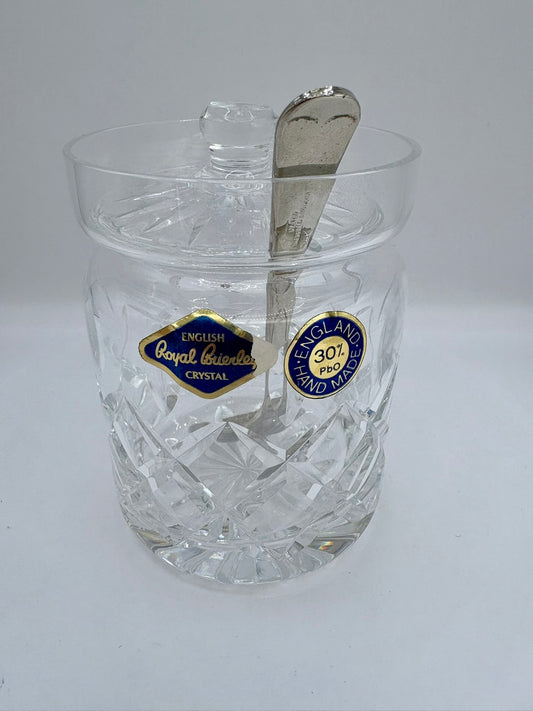Royal Brierley Cut Crystal Jam Jar with Lid | Vintage 1980s Glass