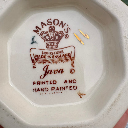 Mason's Ironstone logo on a ceramic plate with 'Java' text