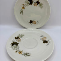 Two ceramic plates with floral patterns on a white background