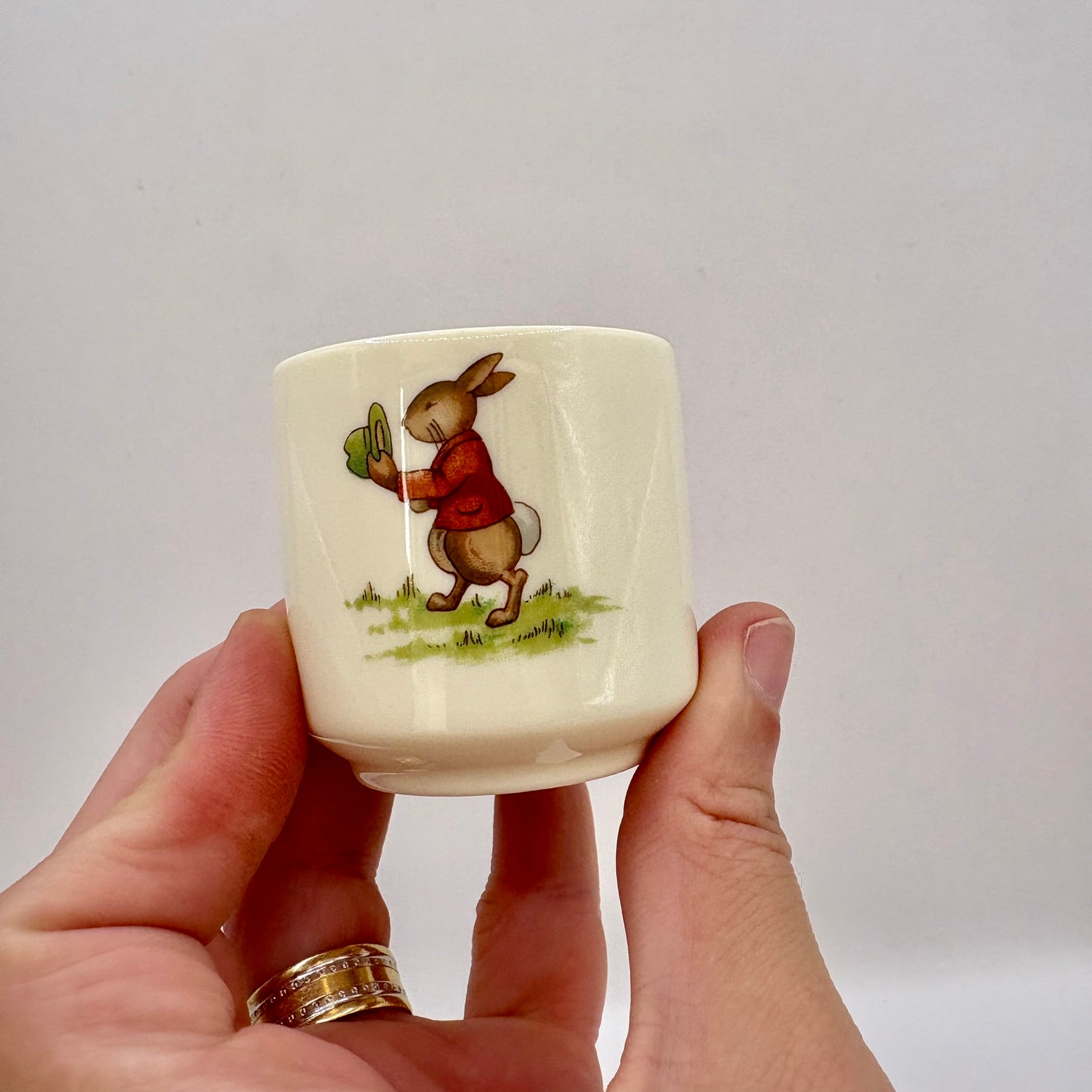 Royal Doulton Bunnykins porcelain bowl, mug, and egg cup set for children