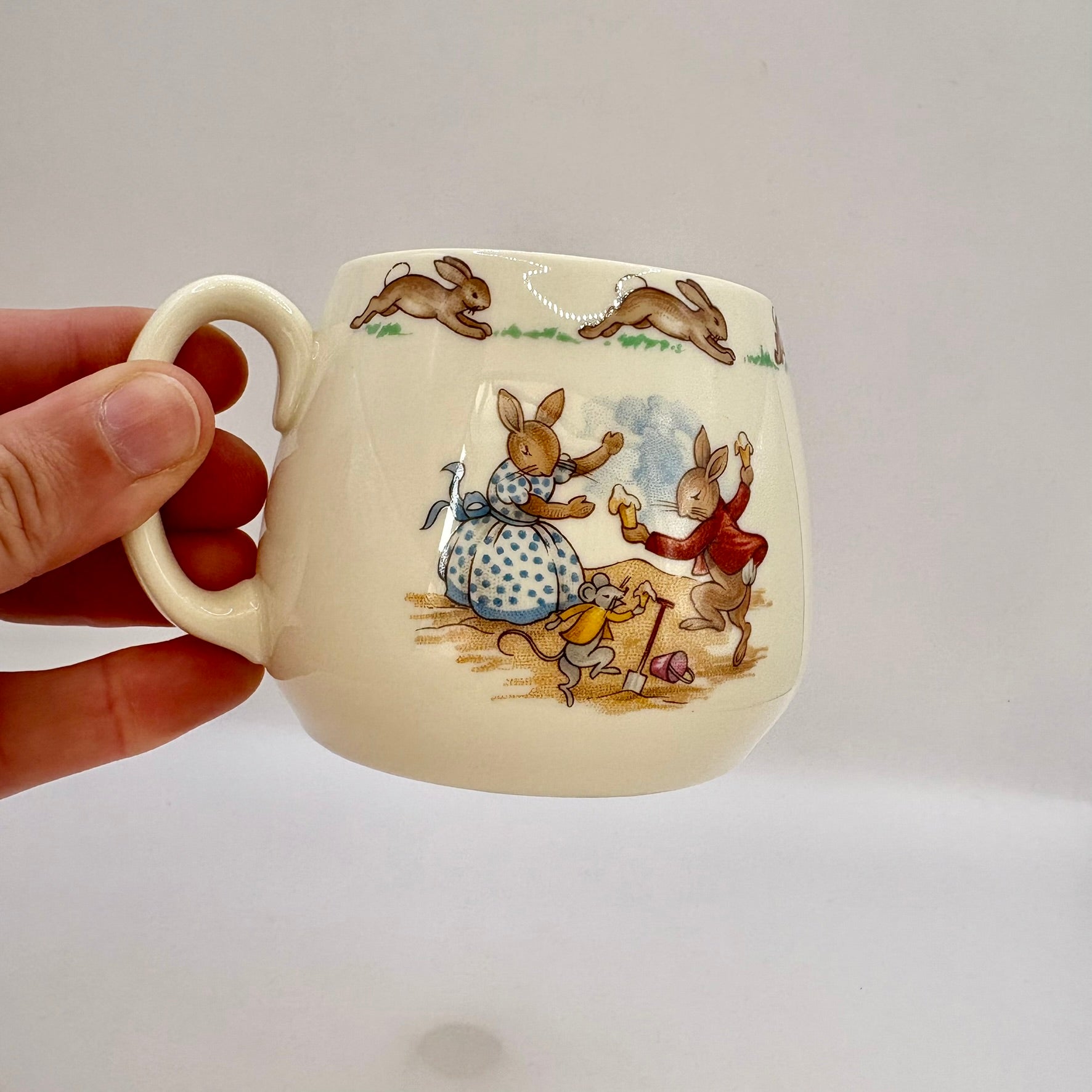 Royal Doulton Bunnykins porcelain bowl, mug, and egg cup set for children