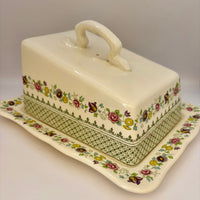 Vintage Masons Madrigal lidded cheese dish in ceramic pottery design