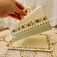 Vintage Masons Madrigal lidded cheese dish in ceramic pottery design