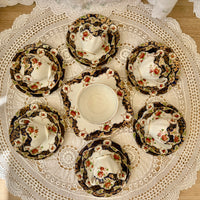 Royal Standard bone china Imari tea set with navy, gold, and floral design – 20-piece vintage collection