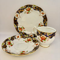 Royal Standard bone china Imari tea set with navy, gold, and floral design – 20-piece vintage collection