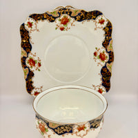 Royal Standard bone china Imari tea set with navy, gold, and floral design – 20-piece vintage collection