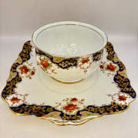 Royal Standard bone china Imari tea set with navy, gold, and floral design – 20-piece vintage collection